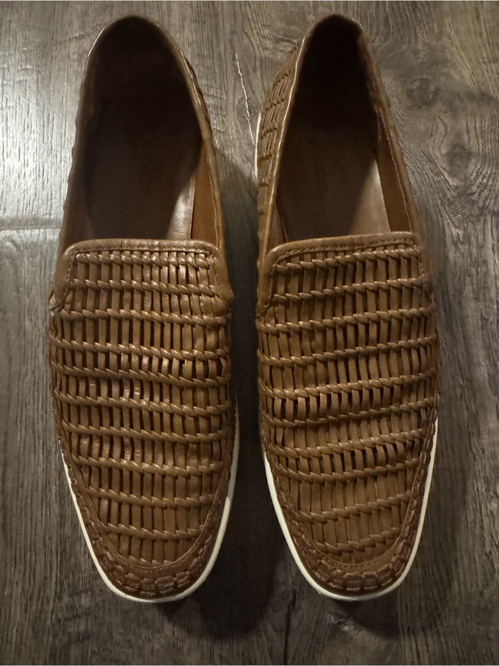 Vince Stafford Woven Leather Slip On Platform Loafer Sneakers Women's Size 8.5
